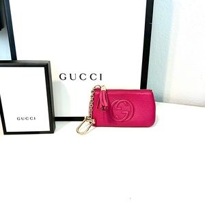 Authentic Gucci Soho Fuschia Keychain Wallet